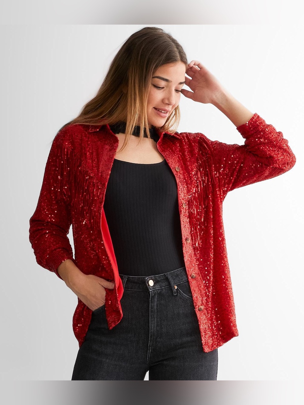 CeCe Red Sequin Jacket
